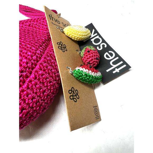 NWT The Sak Josie shoulder bag magenta crochet fruit charms purse shoulder - Picture 2 of 4